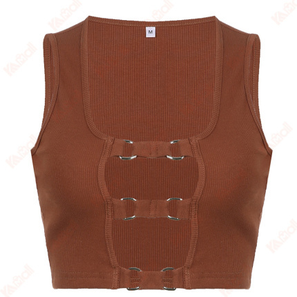cropped shoulder strap tank top